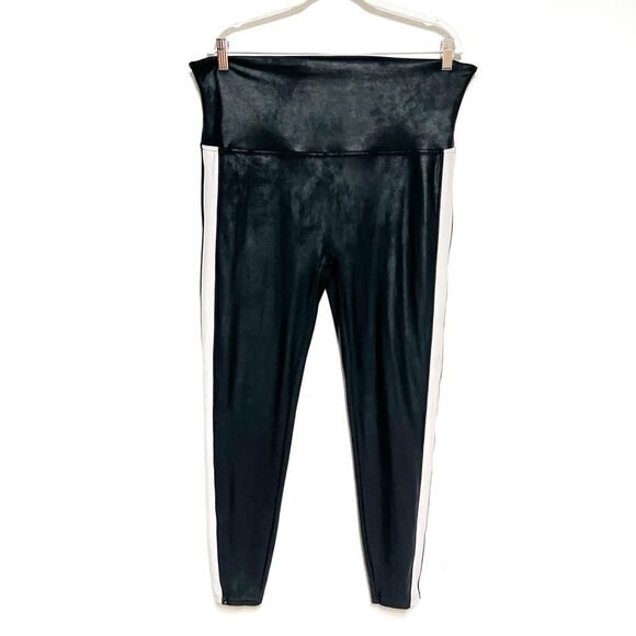 SPANX Faux Leather Leggings for Women Tummy Control with Side Stripe SIZE 3X - Picture 4 of 8